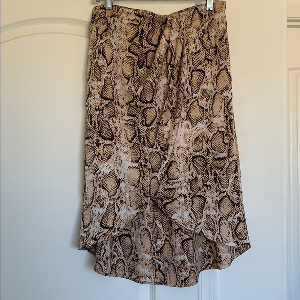 Snake Print Midi Satin Skirt